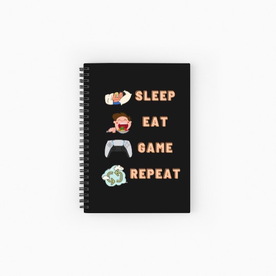 sleep eat game repeat PlayStation Spiral Notebooks   Ruled Line
