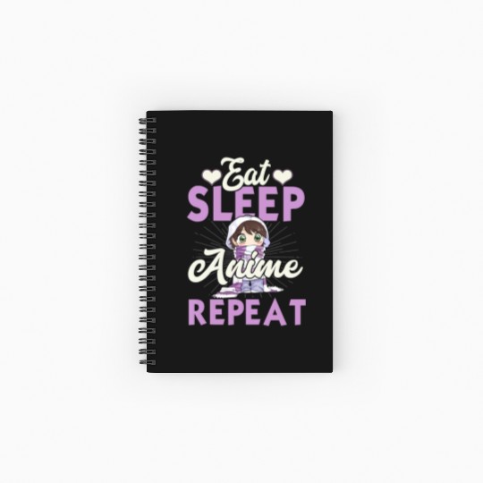 Eat Sleep Anime Repeat Japanese Manga Lover Cospla Spiral Notebooks   Ruled Line