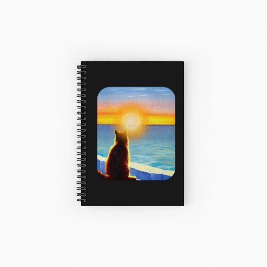 Cat watching sunset Classic Spiral Notebooks   Ruled Line