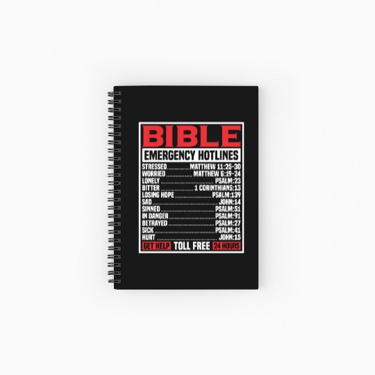 Bible Verse Emergency Numbers Christian Hotline Ps Spiral Notebooks   Ruled Line