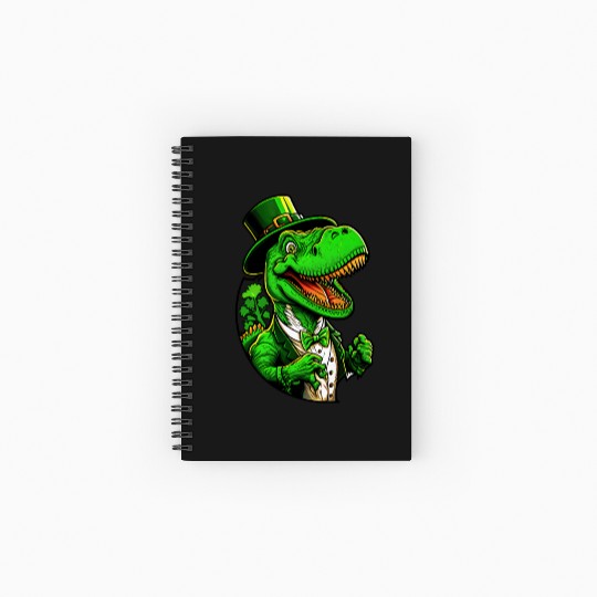 St Patricks Day T-rex Dinosaur With Top Hat Spiral Notebooks   Ruled Line