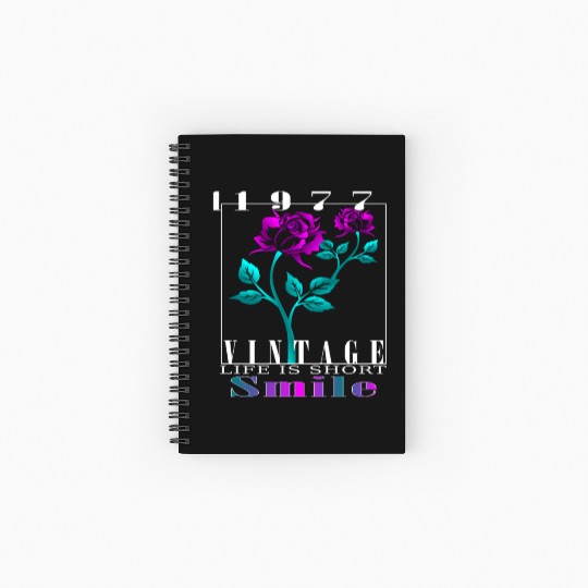 1977 Born Vintage Rose Gift Spiral Notebooks   Ruled Line