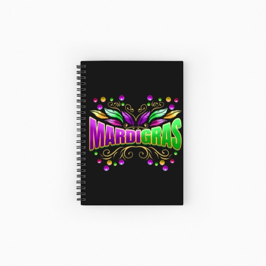 Lettering With Beads And Feathers For Mardi Gras Spiral Notebooks   Ruled Line