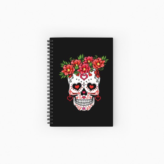Valentines Sugar Bone Muertos Day Halloween Spiral Notebooks   Ruled Line