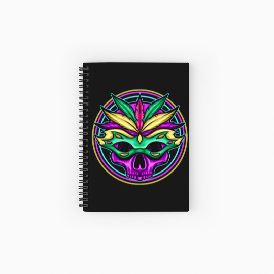 Logo Masked Purple Skull For Mardi Gras Spiral Notebooks   Ruled Line