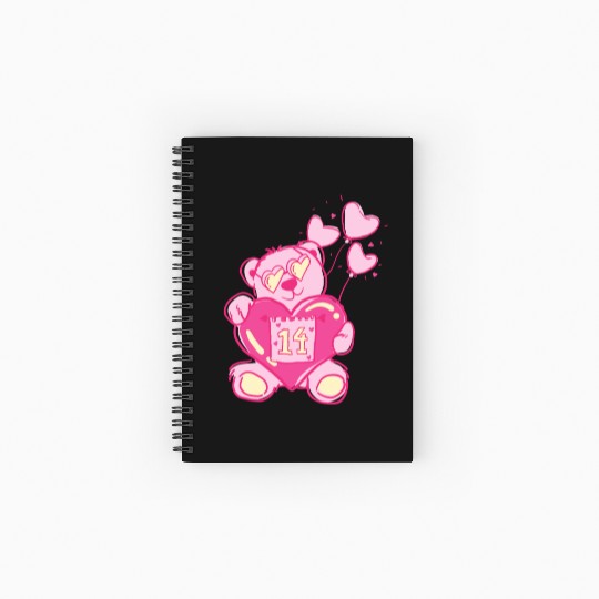 Teddy bear valentine with balloons Spiral Notebooks   Ruled Line