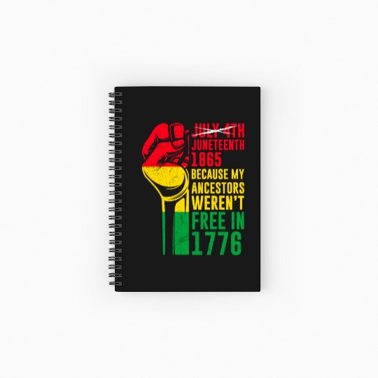 Juneteenth free since 1865 Black History US Africa Spiral Notebooks   Ruled Line