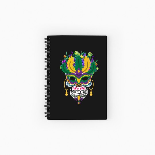 Dia De Los Muertos Mardi Gras Costume Flower Sugar Spiral Notebooks   Ruled Line