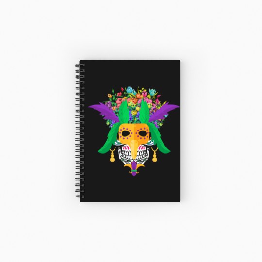 El Dia De Los Muertos Mardi Gras Mask Flower Sugar Spiral Notebooks   Ruled Line
