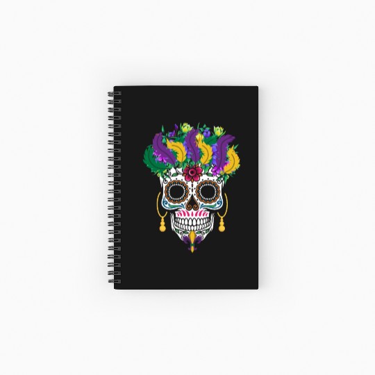 Mardi Gras Costume El Dia De Los Muertos Flower Spiral Notebooks   Ruled Line