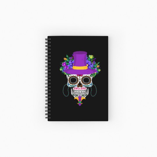 Dia De Los Muertos Mardi Gras Costume Flower Sugar Spiral Notebooks   Ruled Line