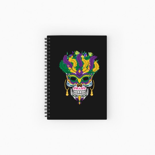 Mardi Gras Costume Dia De Los Muertos Flower Sugar Spiral Notebooks   Ruled Line