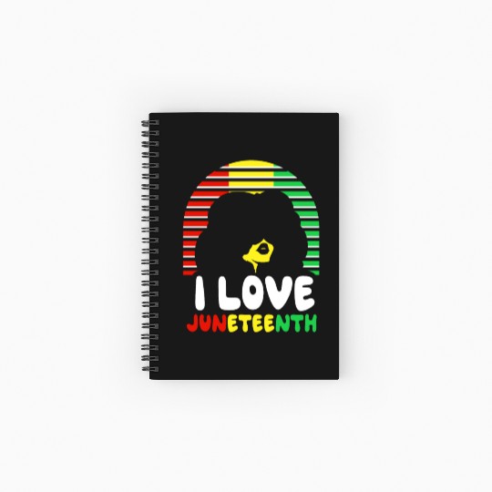 I Love Juneteenth 1865 Black American African Spiral Notebooks   Ruled Line