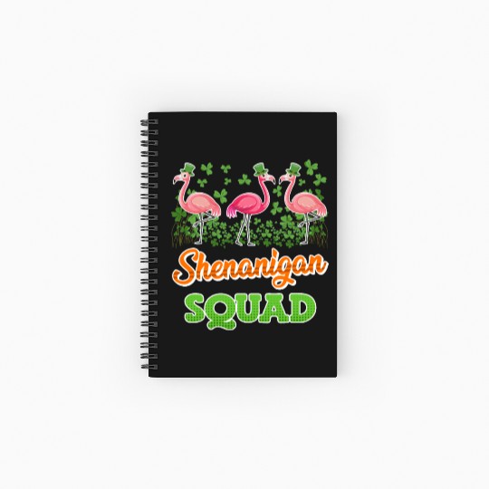 Flamingo Shenanigan Squad St. Patrick's Day Spiral Notebooks   Ruled Line