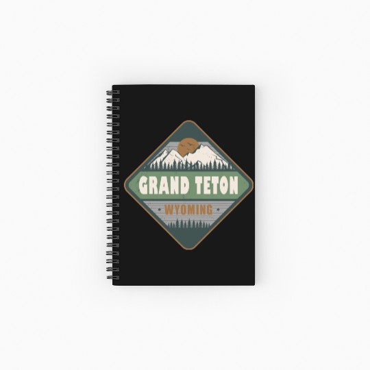 Grand Teton Wyoming US Vintage Hiking Design Spiral Notebooks   Ruled Line