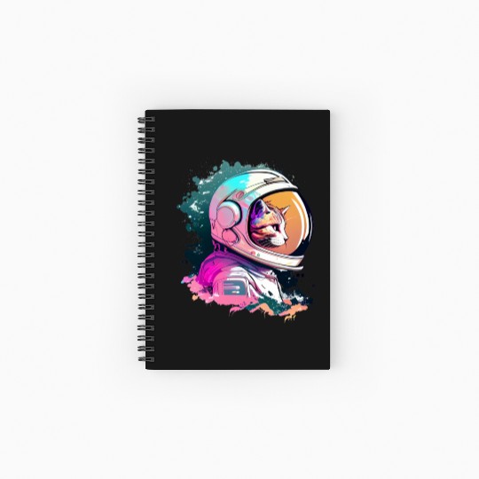 Aesthetic Vaporwave Space Cat 80s 90s Astronaut Spiral Notebooks   Ruled Line