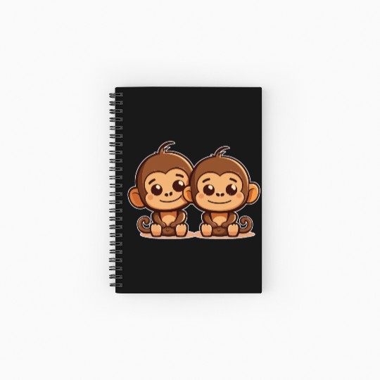 Monkeys siblings brother sister family love ape Spiral Notebooks   Ruled Line