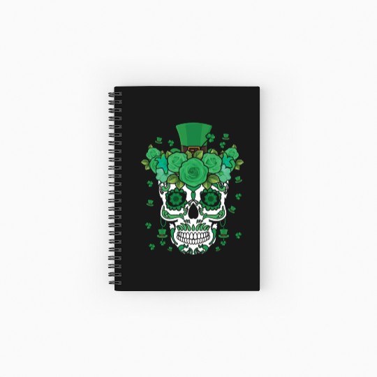 St Patty's Day Dia De Los Muertos Irish Flower Spiral Notebooks   Ruled Line
