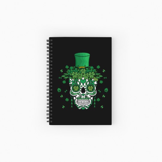 El Dia De Los Muertos St Patty's Day Irish Flower Spiral Notebooks   Ruled Line