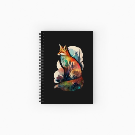 Fox watercolor woodland forest animal wild animal Spiral Notebooks   Ruled Line