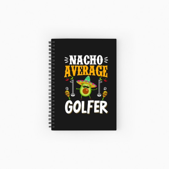 Cinco de Mayo Nacho Average Golfer Golfing Mexican Spiral Notebooks   Ruled Line