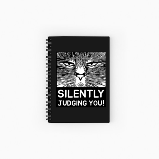 Silently Judging You Cat Sketch Style Graphic Spiral Notebooks   Ruled Line