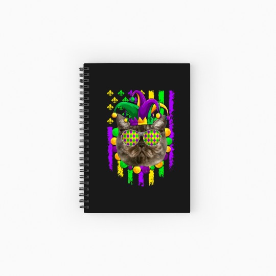 Mardi Gras Cute Exotic Shorthair Cat Lover Spiral Notebooks   Ruled Line