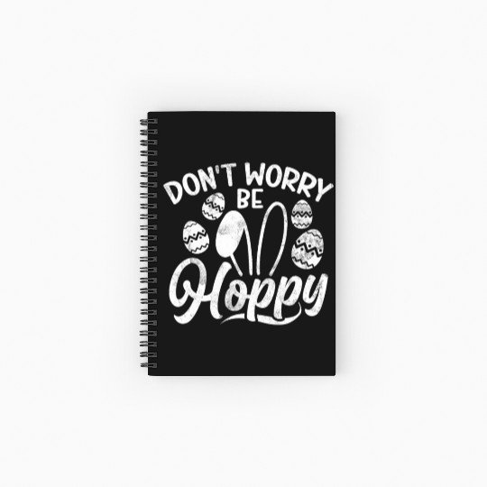 Happy Easter Motif Easter Eggs Funny Easter Bunny Spiral Notebooks   Ruled Line