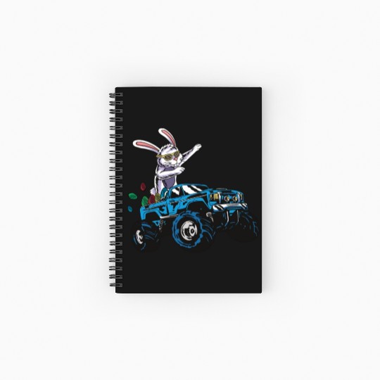 Happy Easter Motif Easter Eggs Funny Easter Bunny Spiral Notebooks   Ruled Line