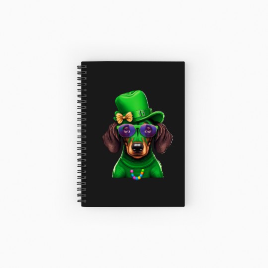 St. Patricks Day Dachshund Wiener Dog Shamrock Spiral Notebooks   Ruled Line