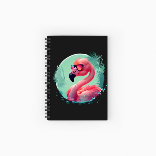 Retro Sunset Pink Flamingo Summer Design Flamingo Spiral Notebooks   Ruled Line