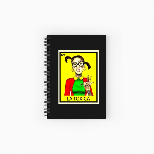 Mexican La Tóxica Lottery Card Funny Tattoos Girls Spiral Notebooks   Ruled Line