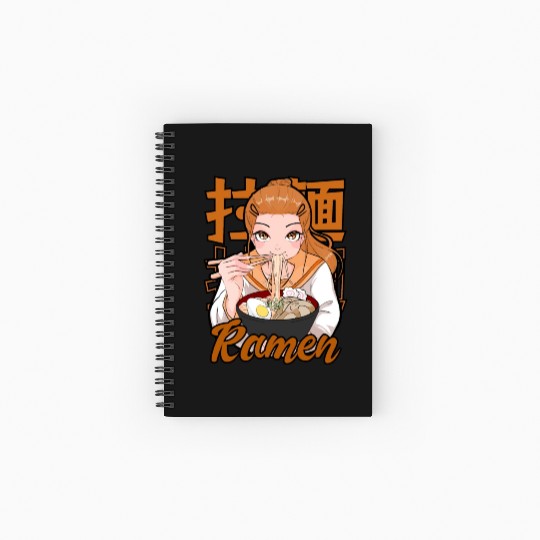 Kawaii Ramen Anime Girl Japanese Noodle Food Spiral Notebooks   Ruled Line