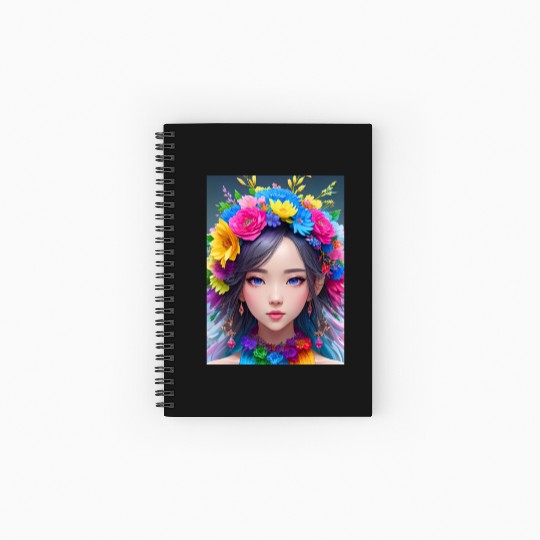 Spring Girl with a bouqet of flowers garland #15 Spiral Notebooks   Ruled Line
