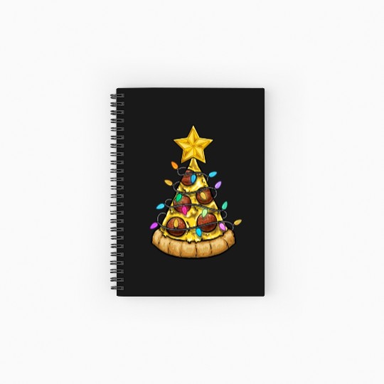 Christmas Pizza Christmas Light Spiral Notebooks   Ruled Line