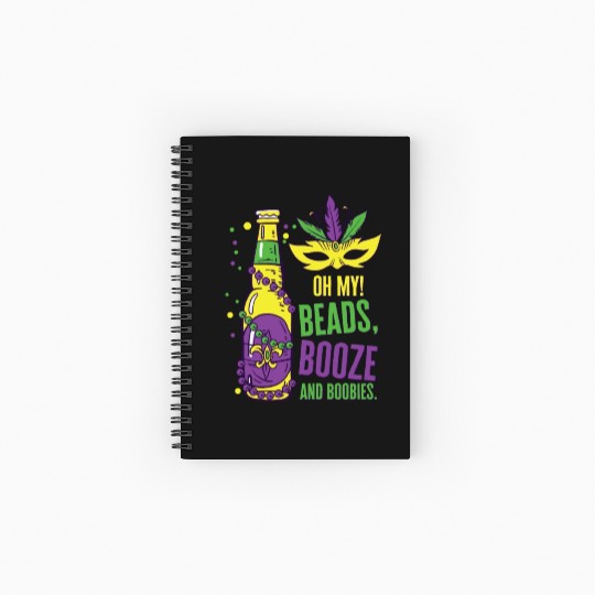 Mardi Gras Carnival Mask Beer Beads Boobies Spiral Notebooks   Ruled Line