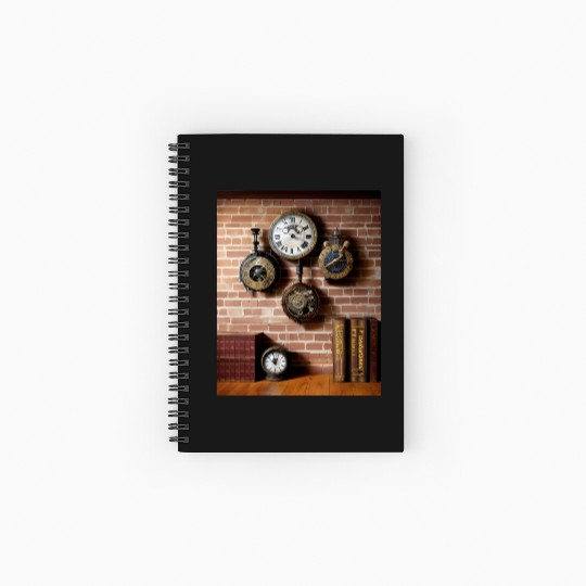 Ai art steampumk clocks Spiral Notebooks   Ruled Line