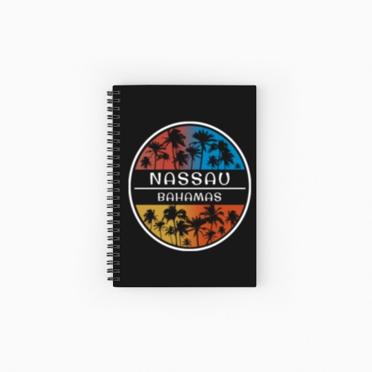 Nassau Bahamas Stylish Vacation Souvenir Palm Tree Spiral Notebooks   Ruled Line