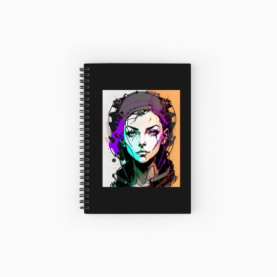 AI ART 01 GAMER GIRL Spiral Notebooks   Ruled Line