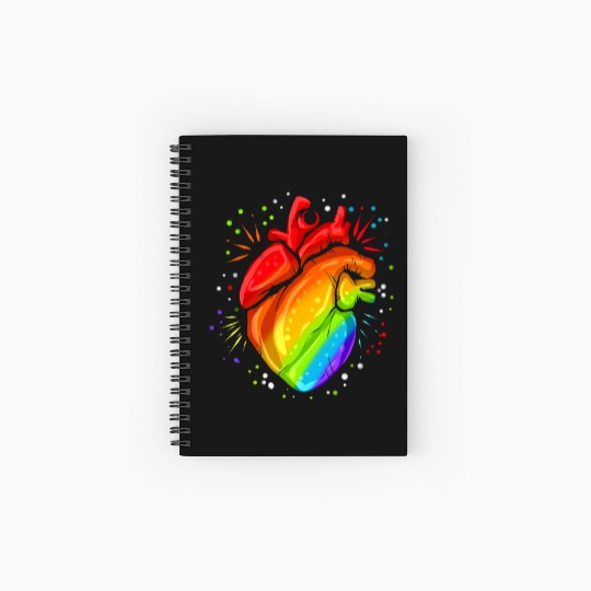 Colorful Real Heart Lgbtq Gay Lesbian Pride Month Spiral Notebooks   Ruled Line