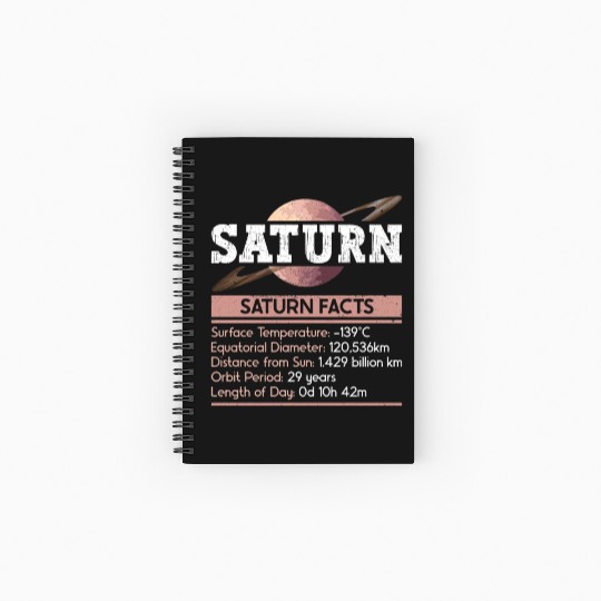 Saturn Planet Facts Space Lover Solar System Spiral Notebooks   Ruled Line