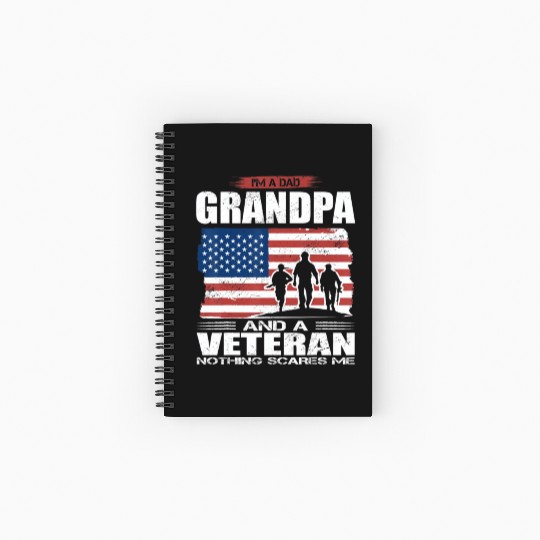 US Flag IÂ m Dad Grandpa and a Veteran Nothing sc Spiral Notebooks   Ruled Line