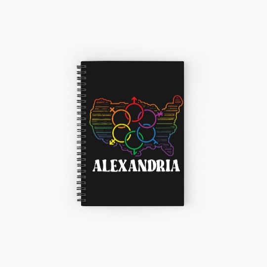 Alexandria Pride Month Pride Flag LGBT Community L Spiral Notebooks   Ruled Line