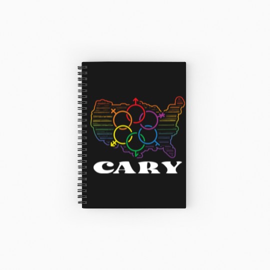 Cary Pride Month Pride Flag LGBT Community LGBTQ F Spiral Notebooks   Ruled Line