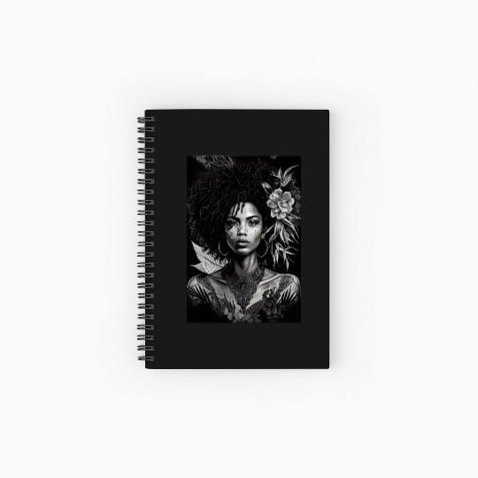 Black-and-White Afrocentric Art Spiral Notebooks   Ruled Line