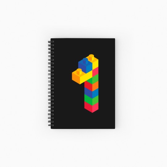 Cute Block Building 1st Birthday Gift 1 Year Old Spiral Notebooks   Ruled Line