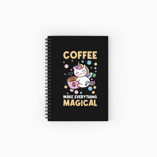 Pink Magical Unicorn Caffeine Coffee Lover Spiral Notebooks   Ruled Line