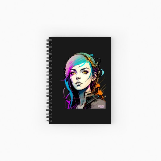 A Digital Diva Stunning Cyberpunk Beautiful Girl Spiral Notebooks   Ruled Line