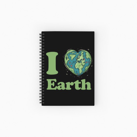 I Love Earth Design. Cute Earth Day Environmental Spiral Notebooks   Ruled Line