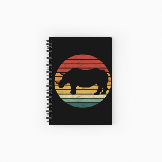 Rhino Lover - Vintage Sunset Rhinoceros Spiral Notebooks   Ruled Line